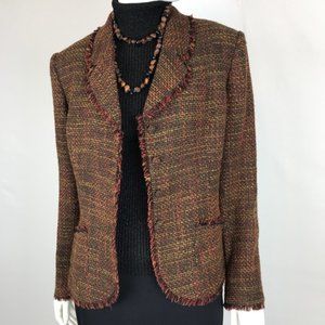 Albert Nipon Rust Woven Tweed Blazer Size 12